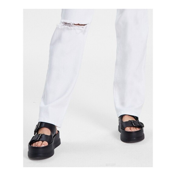 Tinseltown Juniors' Relaxed Ripped Straight-Leg Jeans - White Deco, 13 - Picture 3 of 4